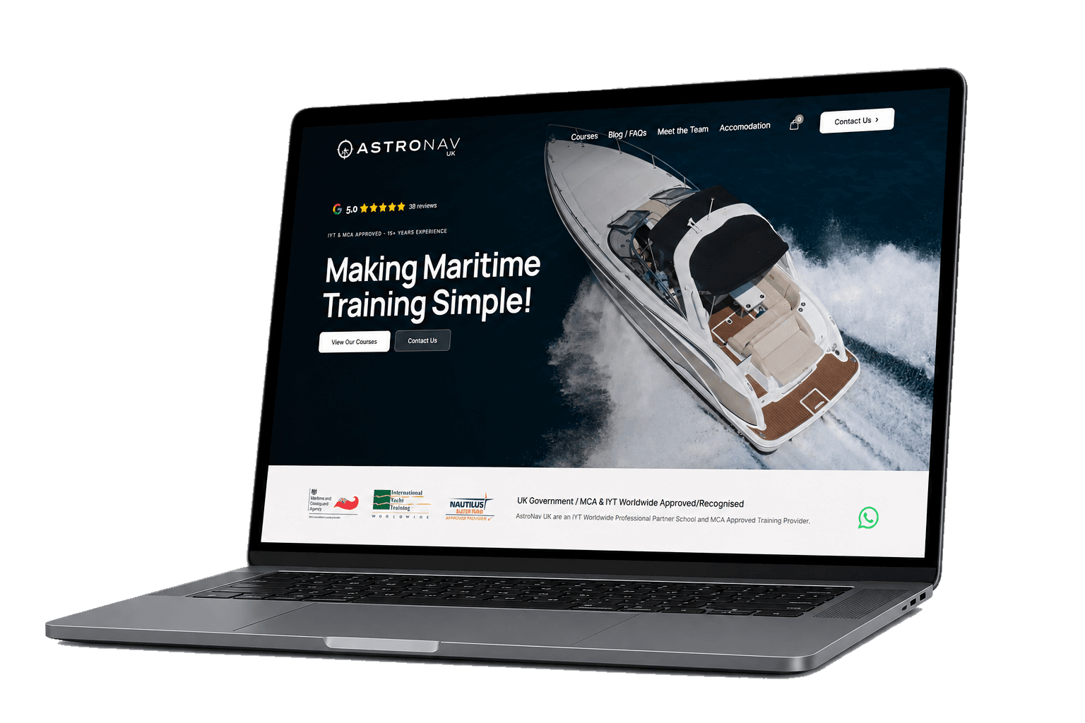 AstroNav website on a laptop